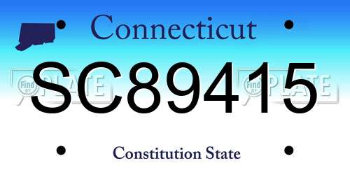 SC89415 Connecticut License Plate