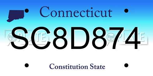 SC8D874 Connecticut License Plate
