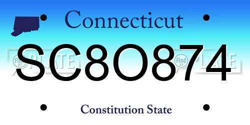 SC8O874 Connecticut License Plate