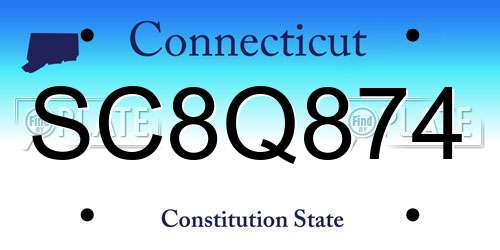 SC8Q874 Connecticut License Plate