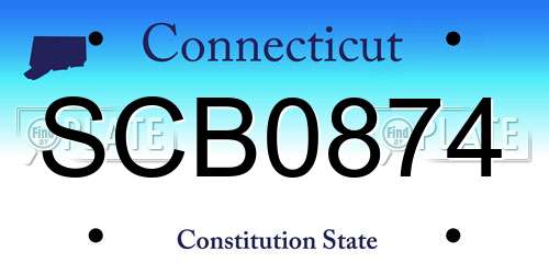 SCB0874 Connecticut License Plate