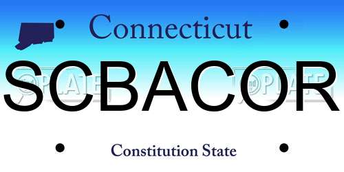 SCBACOR Connecticut License Plate