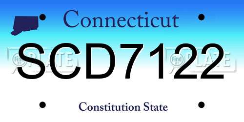 SCD7122 Connecticut License Plate