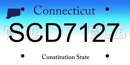 SCD7127 Connecticut License Plate