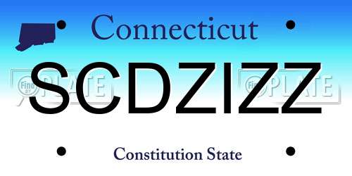 SCDZIZZ Connecticut License Plate