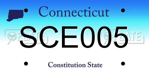 SCE005 Connecticut License Plate