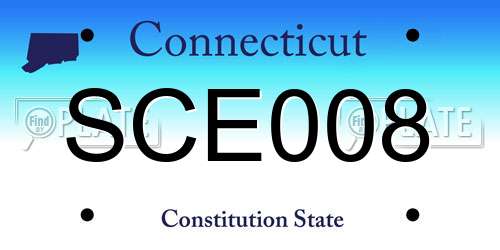 SCE008 Connecticut License Plate
