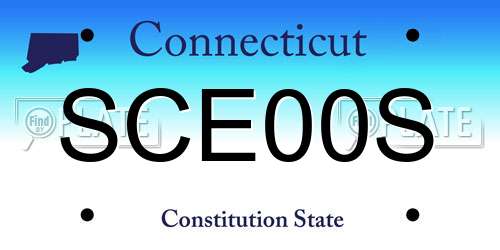 SCE00S Connecticut License Plate