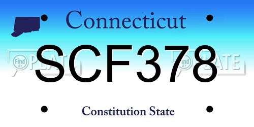 SCF378 Connecticut License Plate
