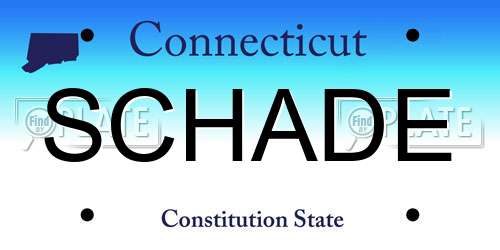 SCHADE Connecticut License Plate