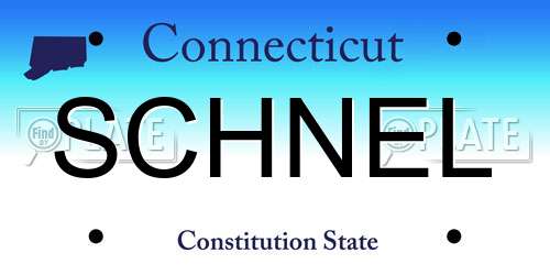SCHNEL Connecticut License Plate