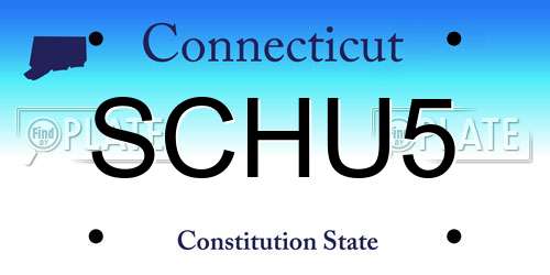 SCHU5 Connecticut License Plate