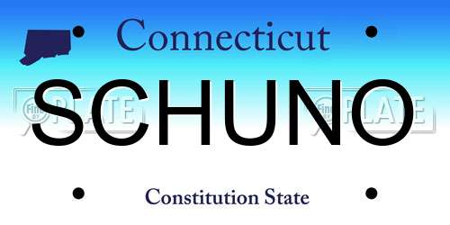 SCHUNO Connecticut License Plate