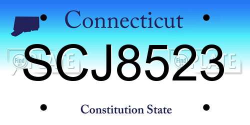 SCJ8523 Connecticut License Plate