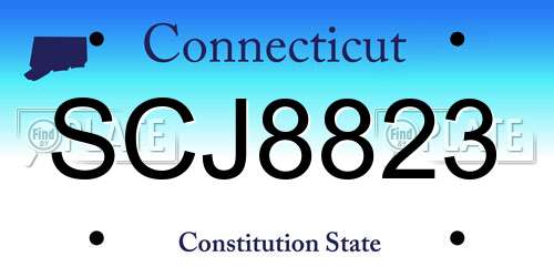 SCJ8823 Connecticut License Plate