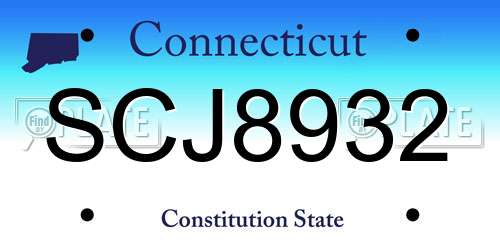 SCJ8932 Connecticut License Plate
