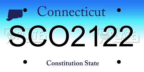 SCO2122 Connecticut License Plate