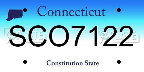 SCO7122 Connecticut License Plate