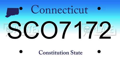 SCO7172 Connecticut License Plate