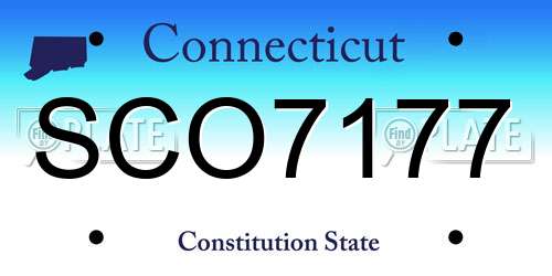 SCO7177 Connecticut License Plate