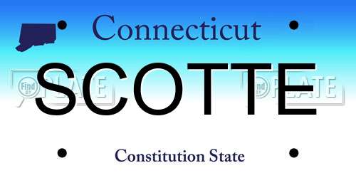 SCOTTE Connecticut License Plate