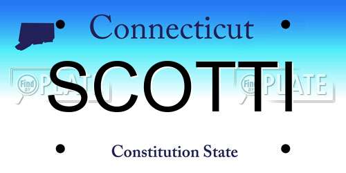 SCOTTI Connecticut License Plate