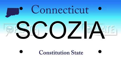 SCOZIA Connecticut License Plate