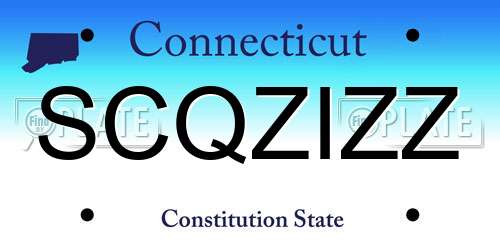 SCQZIZZ Connecticut License Plate