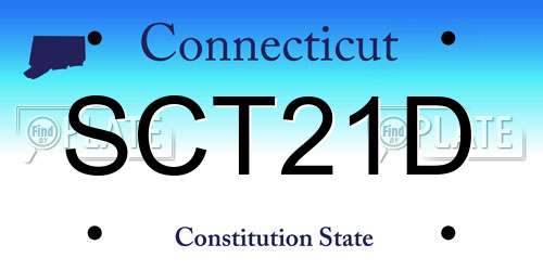 SCT21D Connecticut License Plate