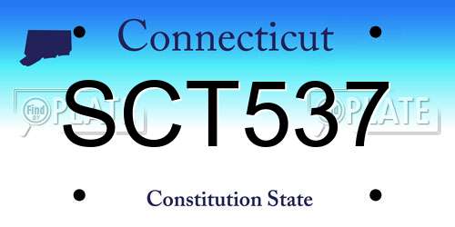 SCT537 Connecticut License Plate