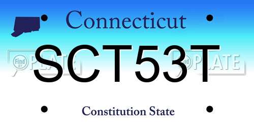 SCT53T Connecticut License Plate