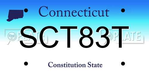 SCT83T Connecticut License Plate