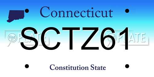 SCTZ61 Connecticut License Plate