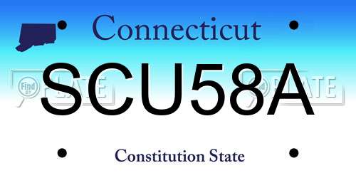 SCU58A Connecticut License Plate
