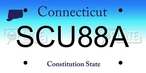 SCU88A Connecticut License Plate