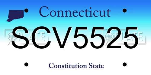 SCV5525 Connecticut License Plate