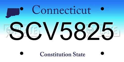 SCV5825 Connecticut License Plate