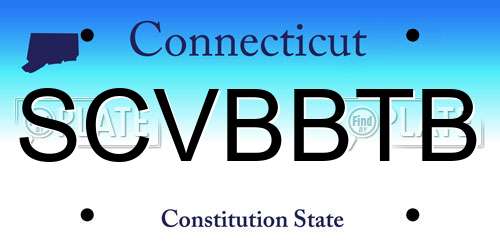 SCVBBTB Connecticut License Plate