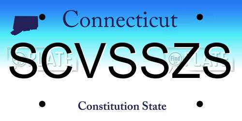 SCVSSZS Connecticut License Plate