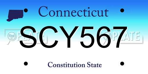 SCY567 Connecticut License Plate