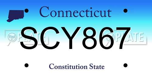 SCY867 Connecticut License Plate