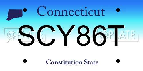 SCY86T Connecticut License Plate