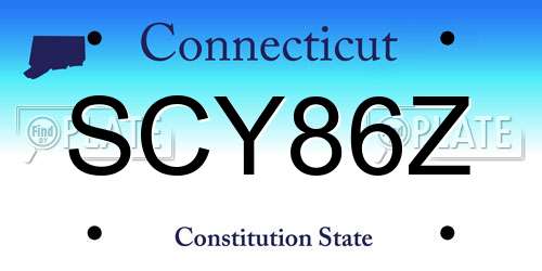 SCY86Z Connecticut License Plate