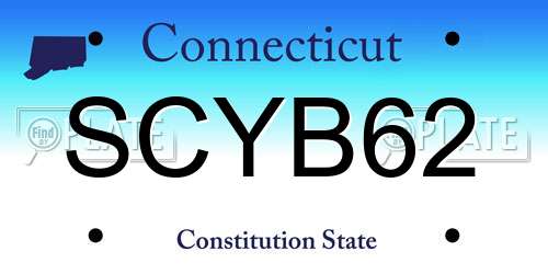 SCYB62 Connecticut License Plate