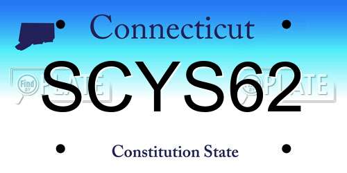 SCYS62 Connecticut License Plate