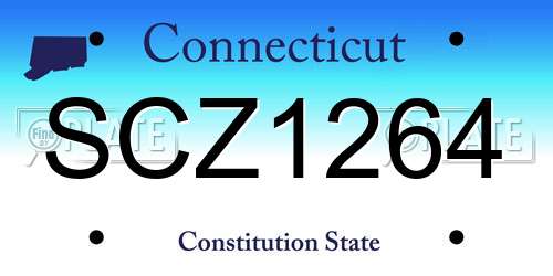 SCZ1264 Connecticut License Plate