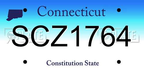 SCZ1764 Connecticut License Plate