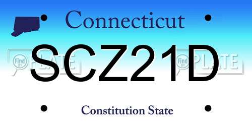 SCZ21D Connecticut License Plate