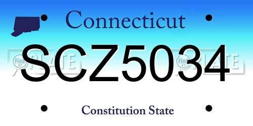SCZ5034 Connecticut License Plate