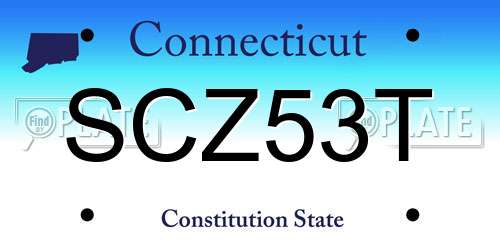 SCZ53T Connecticut License Plate